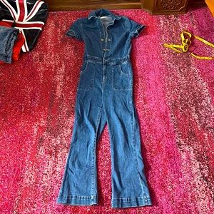 Altar’d state crop flare denim jumpsuit